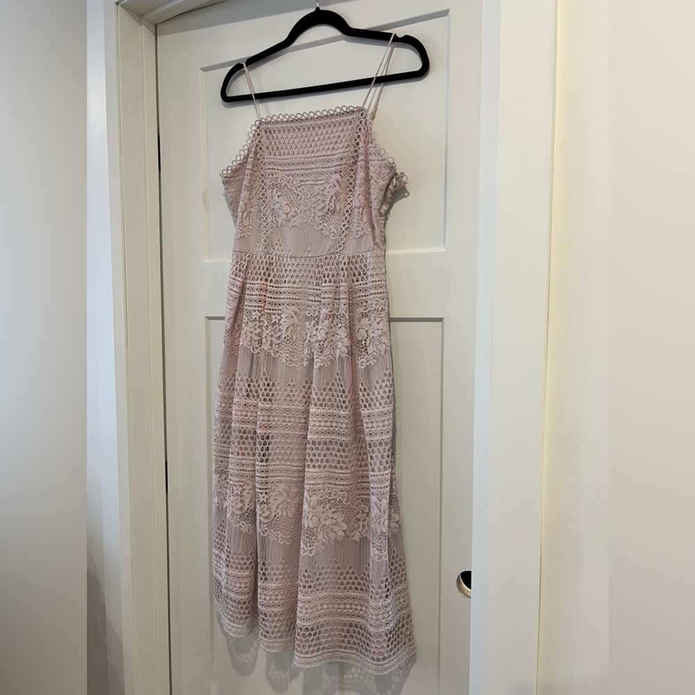 H&M baby pink lace midi dress size s